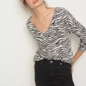 Maeve zebra pull over v-neck sweater